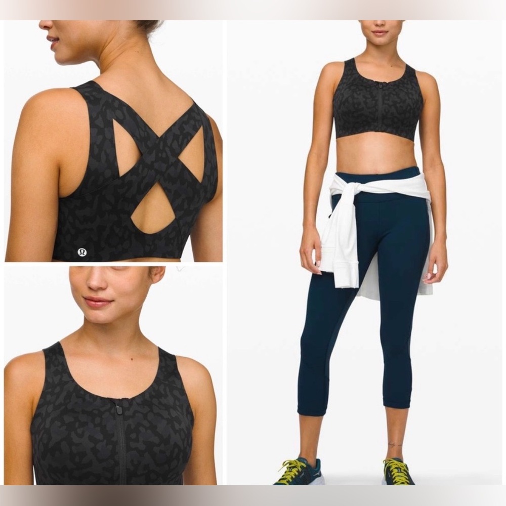 lululemon Enlite Bra in Black and Grey Leopard Print-Size 32B - Picture 1 of 8